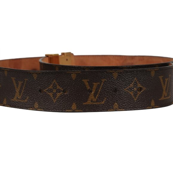 Louis Vuitton Monogram LV Initials Buckle Belt 90 36 Brown Coated Canvas Gold - Picture 7 of 10